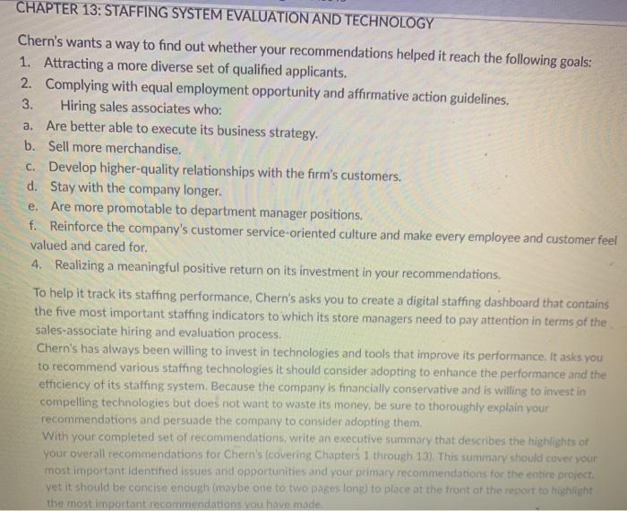 CHAPTER 13: STAFFING SYSTEM EVALUATION AND