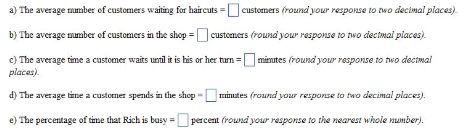 a) The average number of customers waiting for