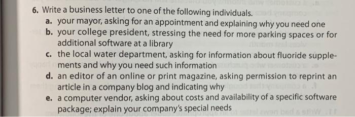 Problem 6b 6. Write a business letter to one of
