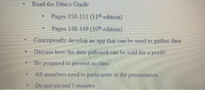 Read the Ethics Guide . . Pages 150-151 (11th