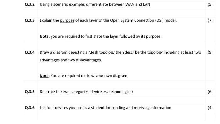 Q.3.2 Using a scenario example, differentiate