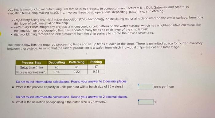 JCL Inc. is a major chip manufacturing firm that