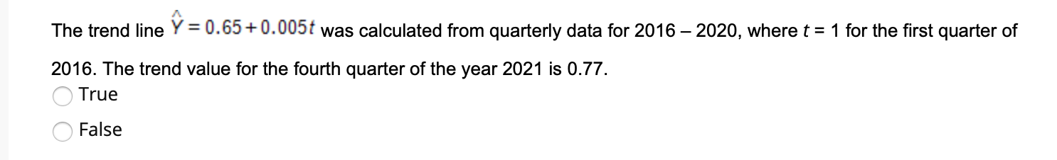 The trend line Y = 0.65+0.005t was calculated