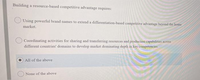 Building a resource-based competitive advantage