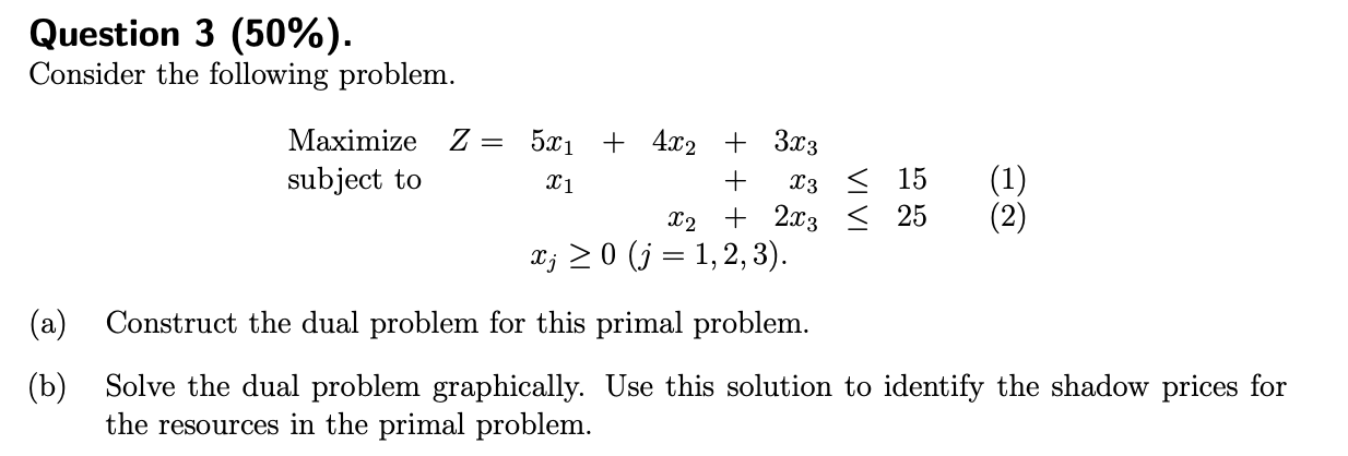 Question 3 (50%). Consider the following problem.