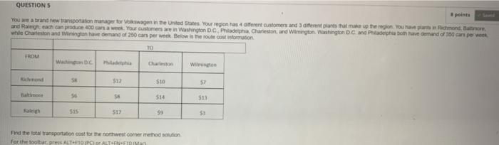 QUESTION 6 Find the total shipping cost for the