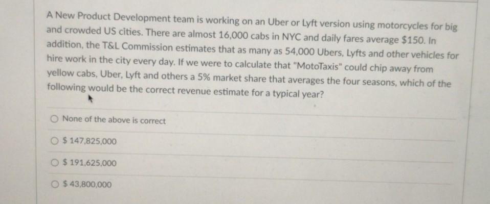 A New Product Development team is working on an