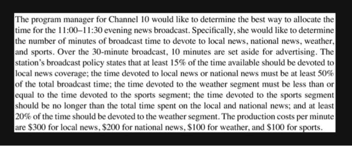 Formulate this problem as a linear programming