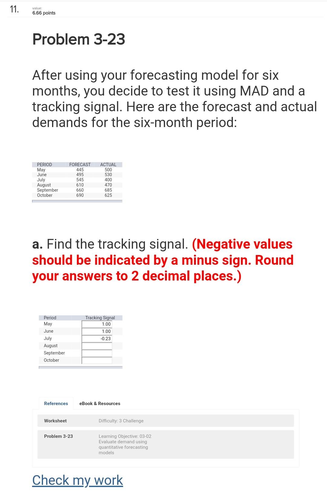 11. value: 6.66 points Problem 3-23 After using