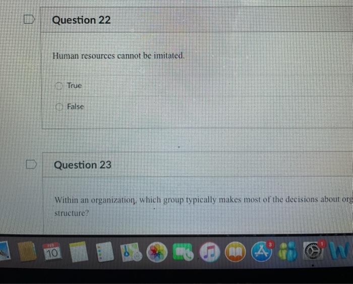 22 Question 22 Human resources cannot be