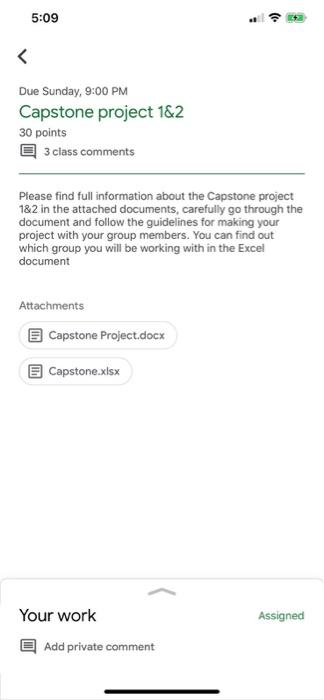 5:09 < Due Sunday, 9:00 PM Capstone project 1&2