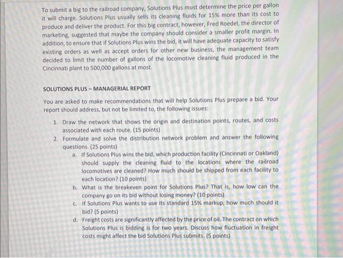 SOLUTIONS PLUS - PROBLEM DESCRIPTION Solutions