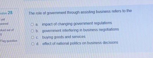 stion 28 The role of government through assisting