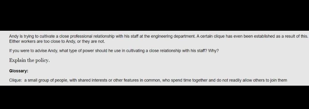 Andy is trying to cultivate a close professional