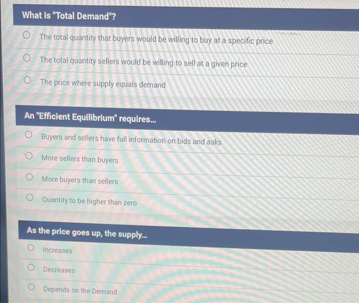 answer one through three What is "Total Demand"?