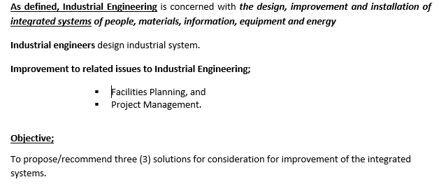 Facilities Planning, and Project Management.
