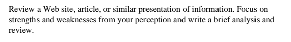 Give a best answer. Review a Web site, article,