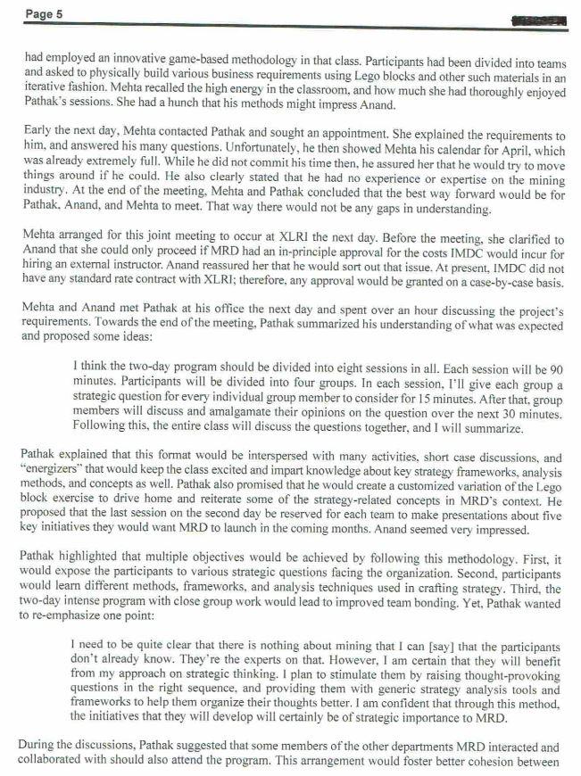 4. Comment on the training methods being