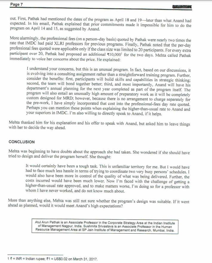 4. Comment on the training methods being