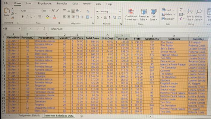 Please help with the excel steps if possible,
