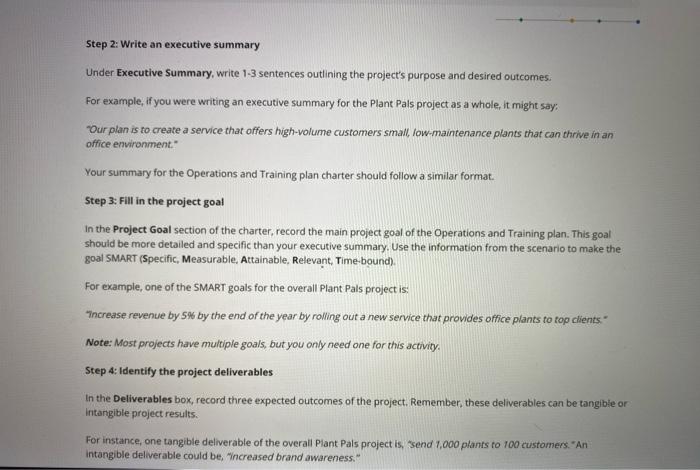 Project Chart (please answer steps 2-4) As the