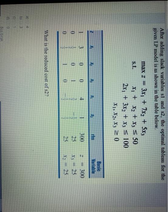 After adding slack variables sl and s2, the