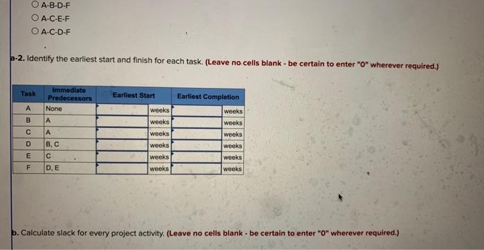Given the following project network: a-1.