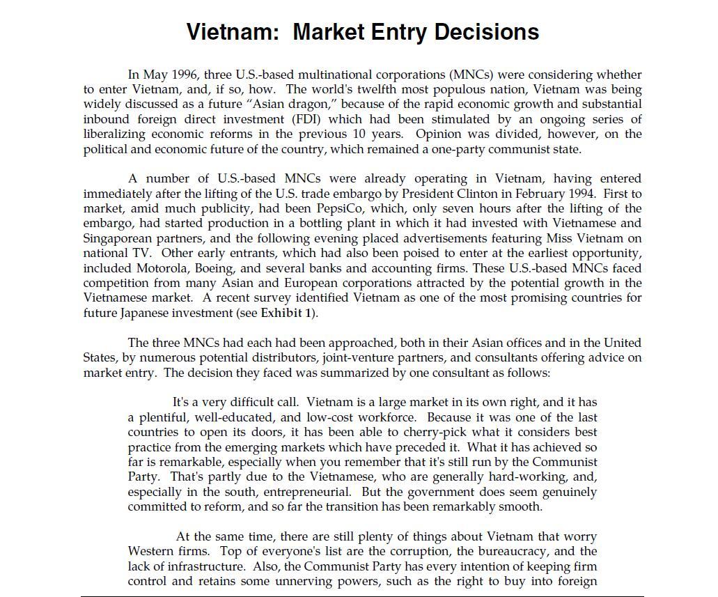 1. Does Vietnam represent an attractive