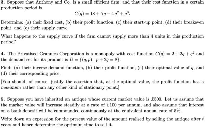 math for eco and finance production period is