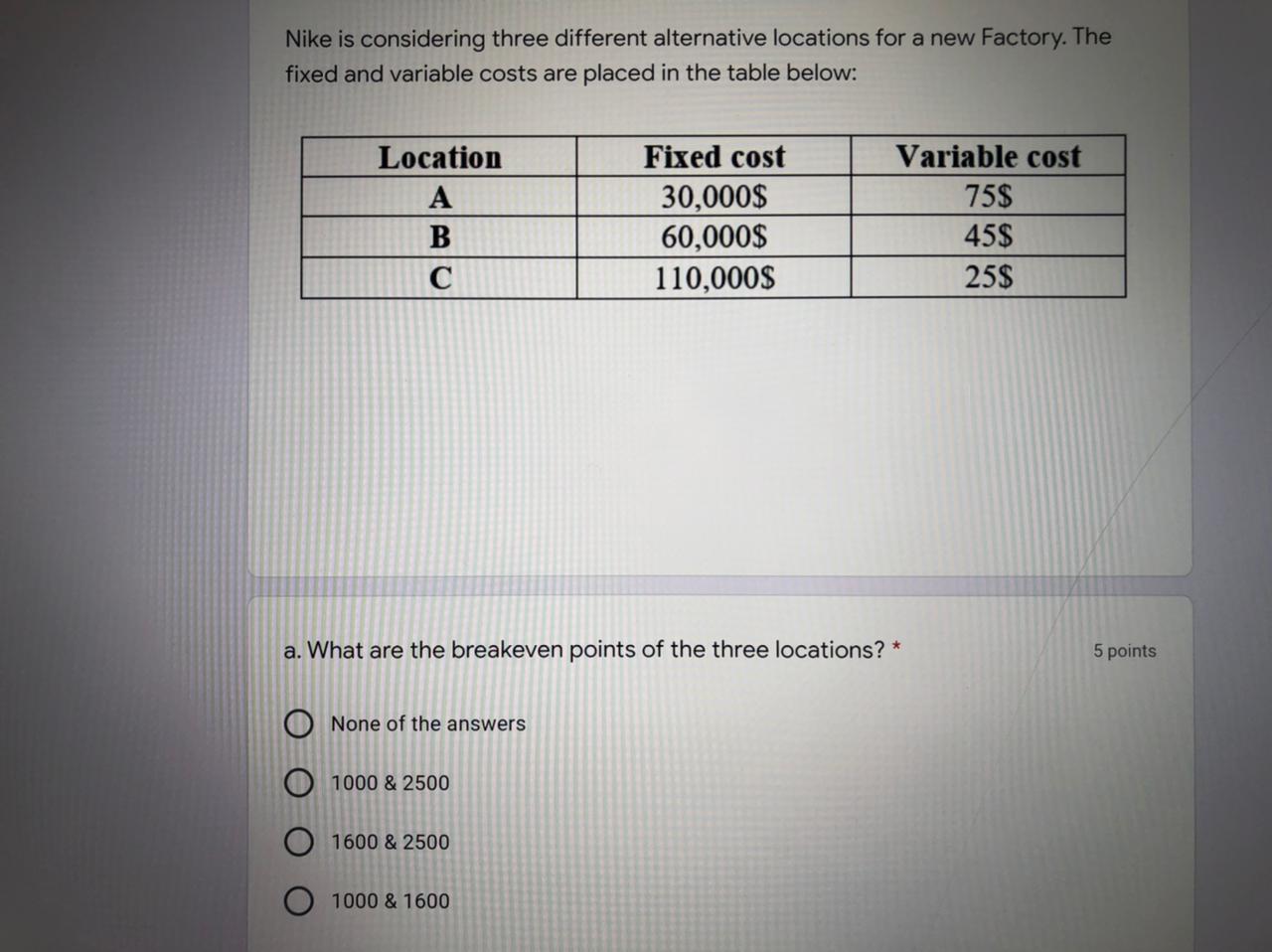 Nike is considering three different alternative