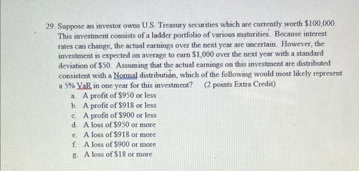 risk management 29 Suppose an investor owns US