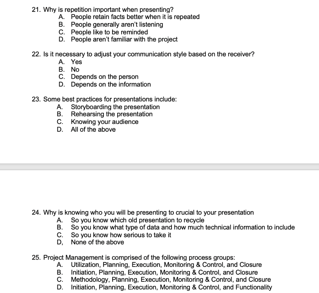 21. Why is repetition important when presenting?