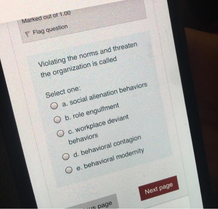 Marked out of 1.00 P Flag question Violating the