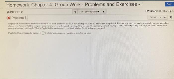 Save Homework: Chapter 4: Group Work - Problems