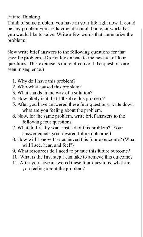 answer asap Future Thinking Think of some problem