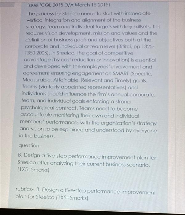 issue (CQI. 2015 D/A March 15 2015). The process