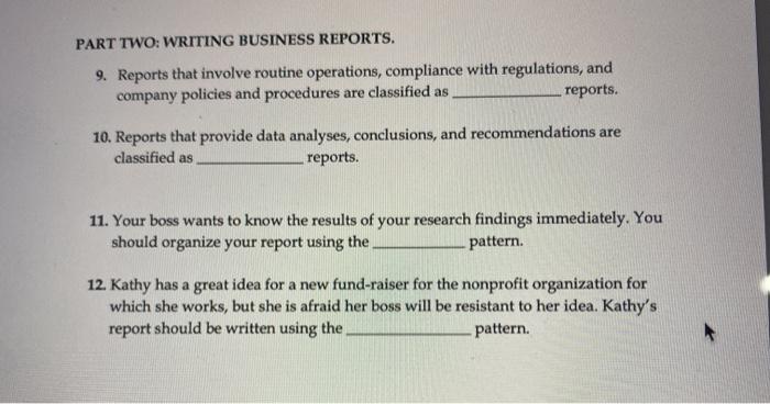 please answer this question PART TWO: WRITING