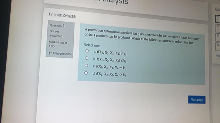 Qui Time left 0:59:28 Question 1 9 Not yet
