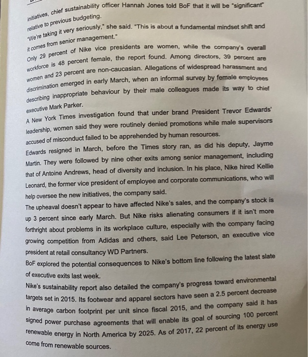 READ THE ARTICLE BELOW AND ANSWER THE QUESTIONS