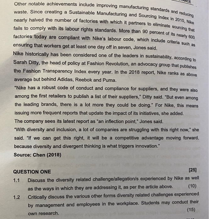 READ THE ARTICLE BELOW AND ANSWER THE QUESTIONS