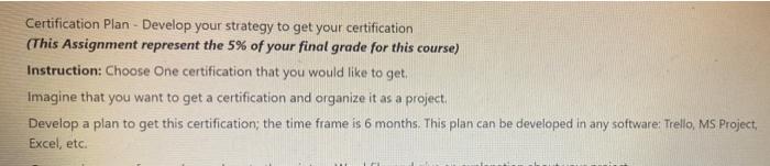 Certification Plan - Develop your strategy to get