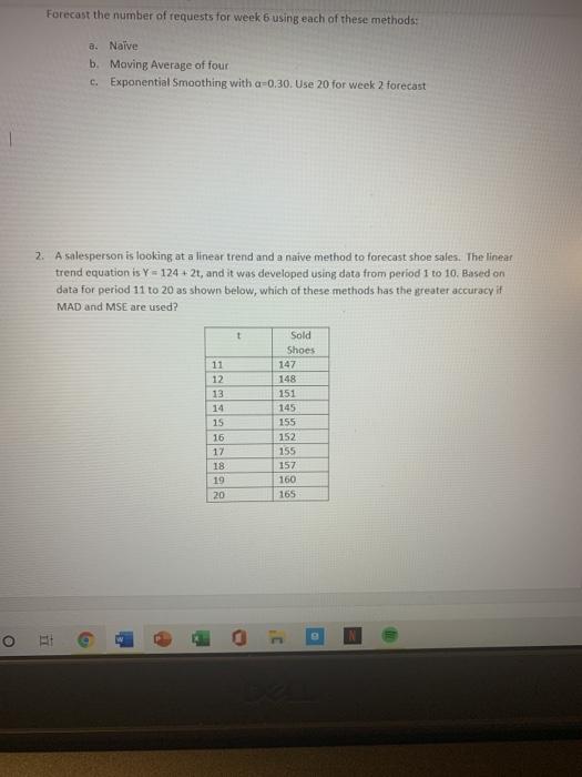 Forecasting Homework 1. A contractor has recorded