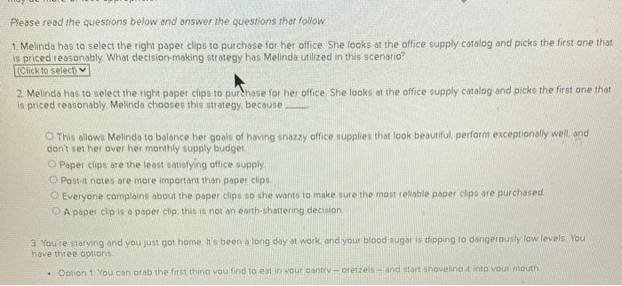 Please read the questions below and answer the