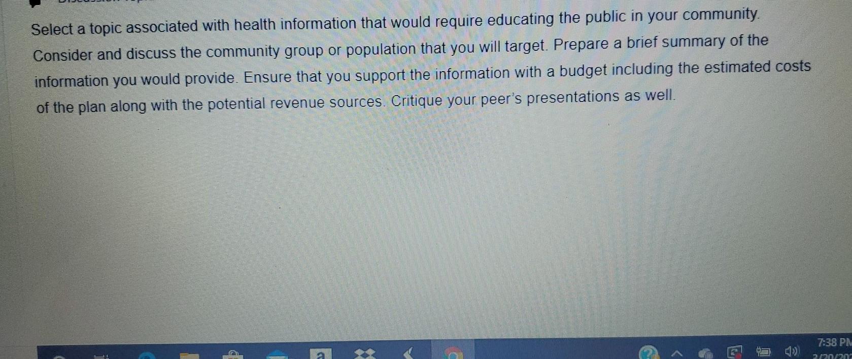 Select a topic associated with health information