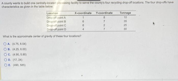 A county wants to build one centrally-located