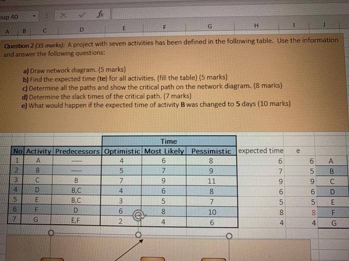 up 40 F G H 1 E D B Question 2 (35 marks): A