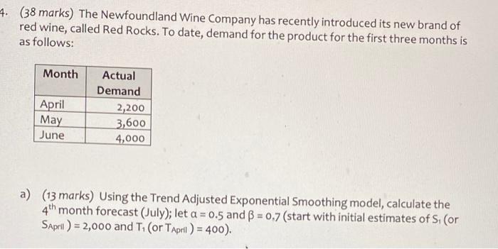 dont do it on excel please 4. (38 marks) The