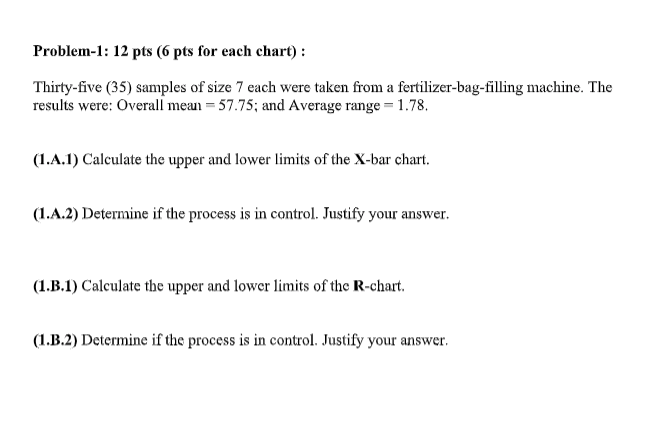 Problem-1: 12 pts (6 pts for each chart):