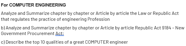 For COMPUTER ENGINEERING Analyze and Summarize