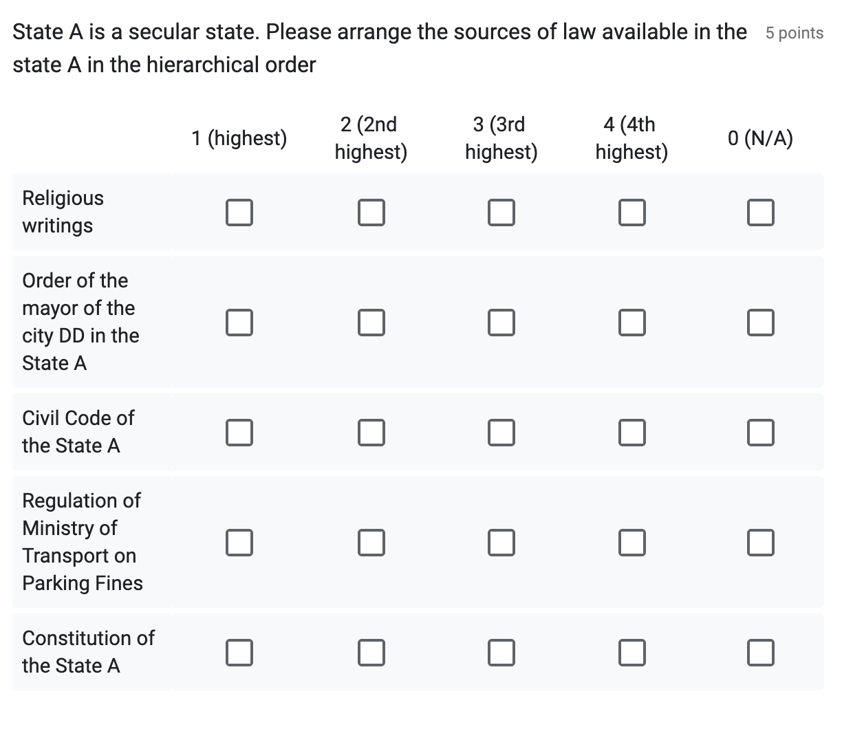 Please answer the question below. No, one,